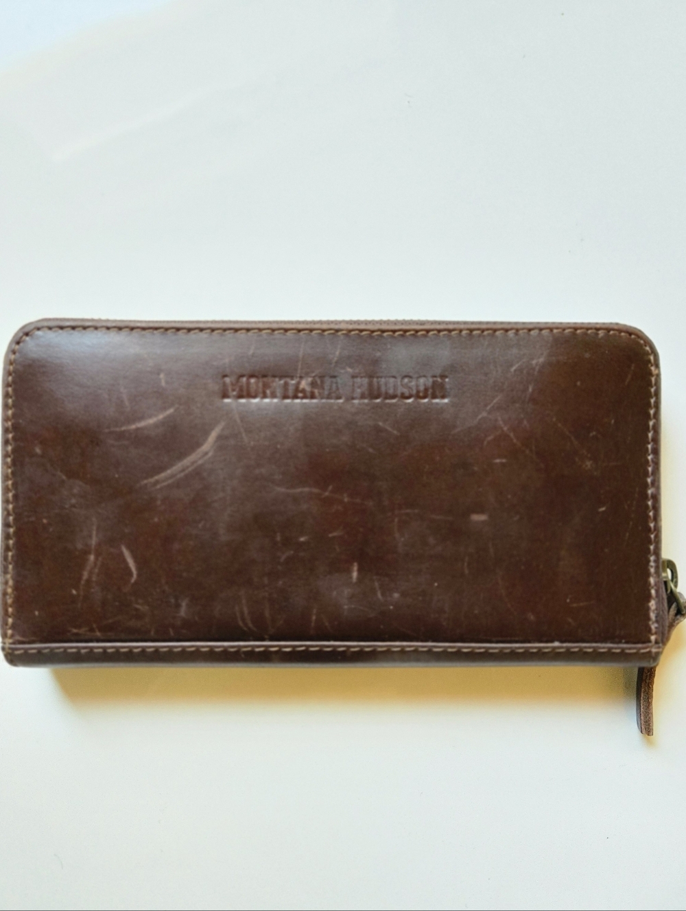 Montana Hudson Large Leather Zip Up Wallet Brown